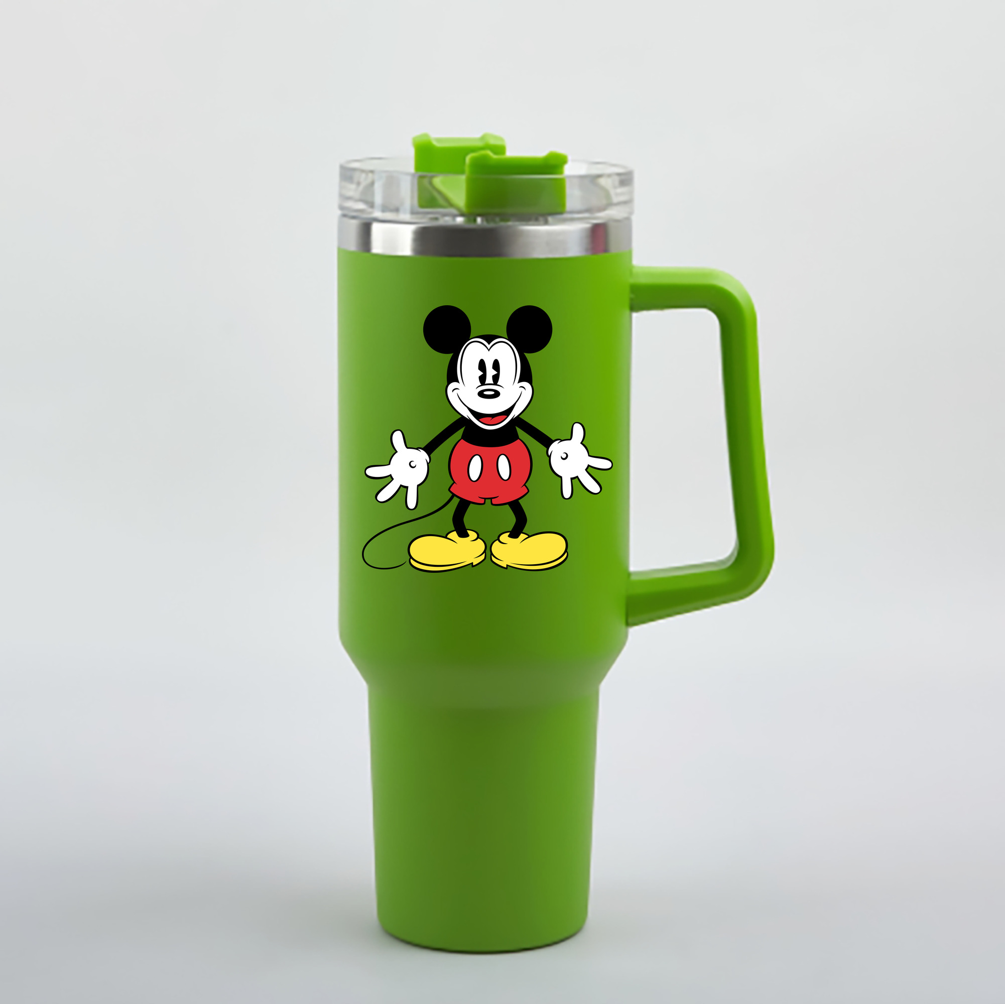 （画像用） ミッキーマウス Mickey Mouse 1200mL車用タンブラー - クリスタルステッカー（プラスチックストロー付き）